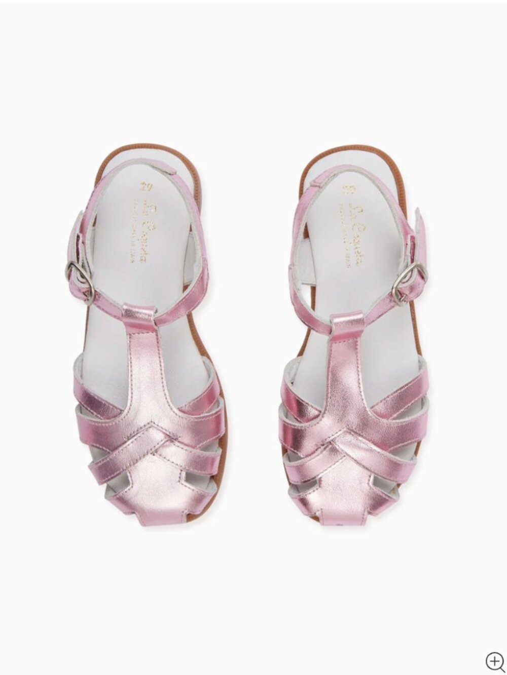 La Coqueta Metallic Pink Sofia Leather Girl Sandals 9